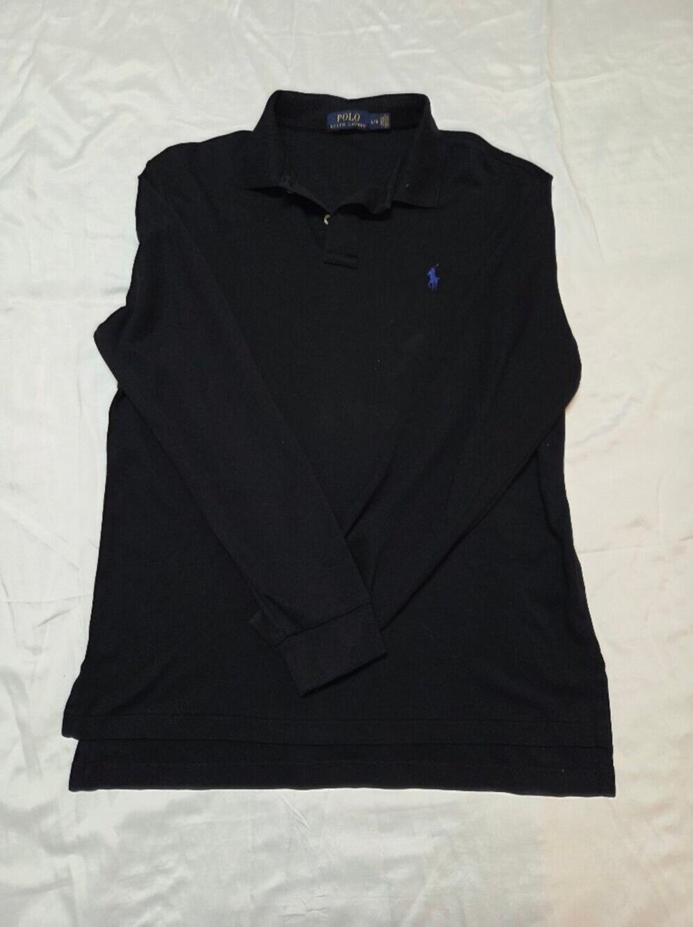 Black Long Sleeve Polo with Small Embroidered Logo